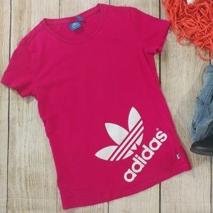 Adidas women's pink short sleeve workout top